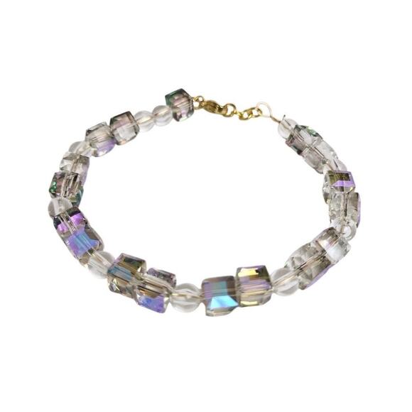 Handcrafted Jewelry - 14k Gold Plated Purple Vibrant Clear Acrylic Bracelet Jewelry Gift Trendy
